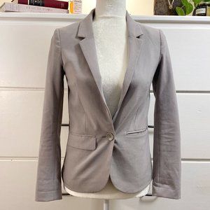 H & M One Button Blazer + Grey + Size 4